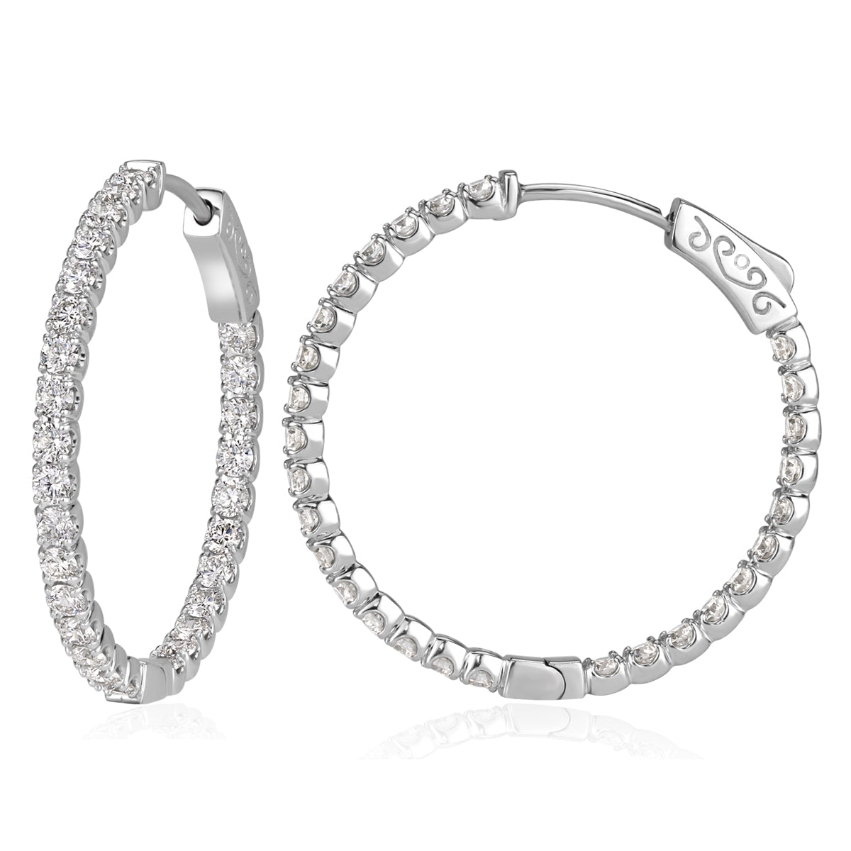 2.37ct Round Brilliant Cut Diamond Hoop Earrings in 1'