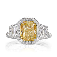 3.07ct Light Yellow Radiant Cut Diamond Engagement Ring