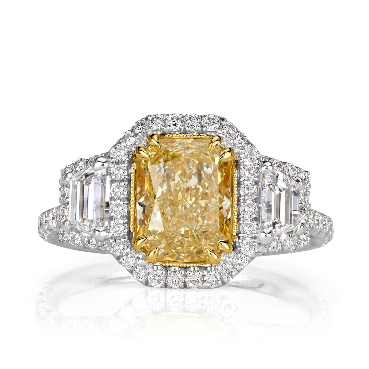 3.07ct Light Yellow Radiant Cut Diamond Engagement Ring