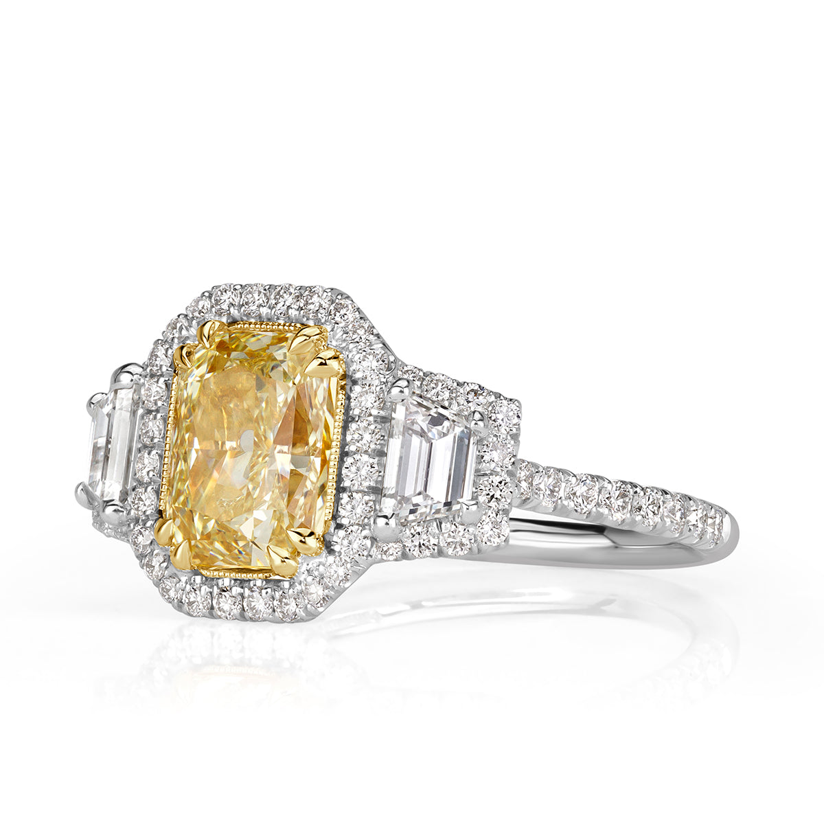 3.07ct Light Yellow Radiant Cut Diamond Engagement Ring