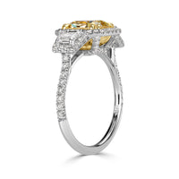 3.07ct Light Yellow Radiant Cut Diamond Engagement Ring