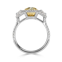 3.07ct Light Yellow Radiant Cut Diamond Engagement Ring
