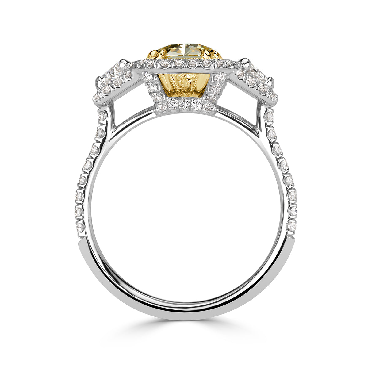3.07ct Light Yellow Radiant Cut Diamond Engagement Ring
