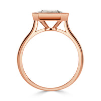 0.95ct Emerald and Trapezoid Cut Mosaic Diamond Ring in 14k Rose Gold