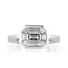 0.95ct Emerald and Trapezoid Cut Mosaic Diamond Ring in 14k White Gold