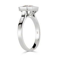 0.95ct Emerald and Trapezoid Cut Mosaic Diamond Ring in 14k White Gold