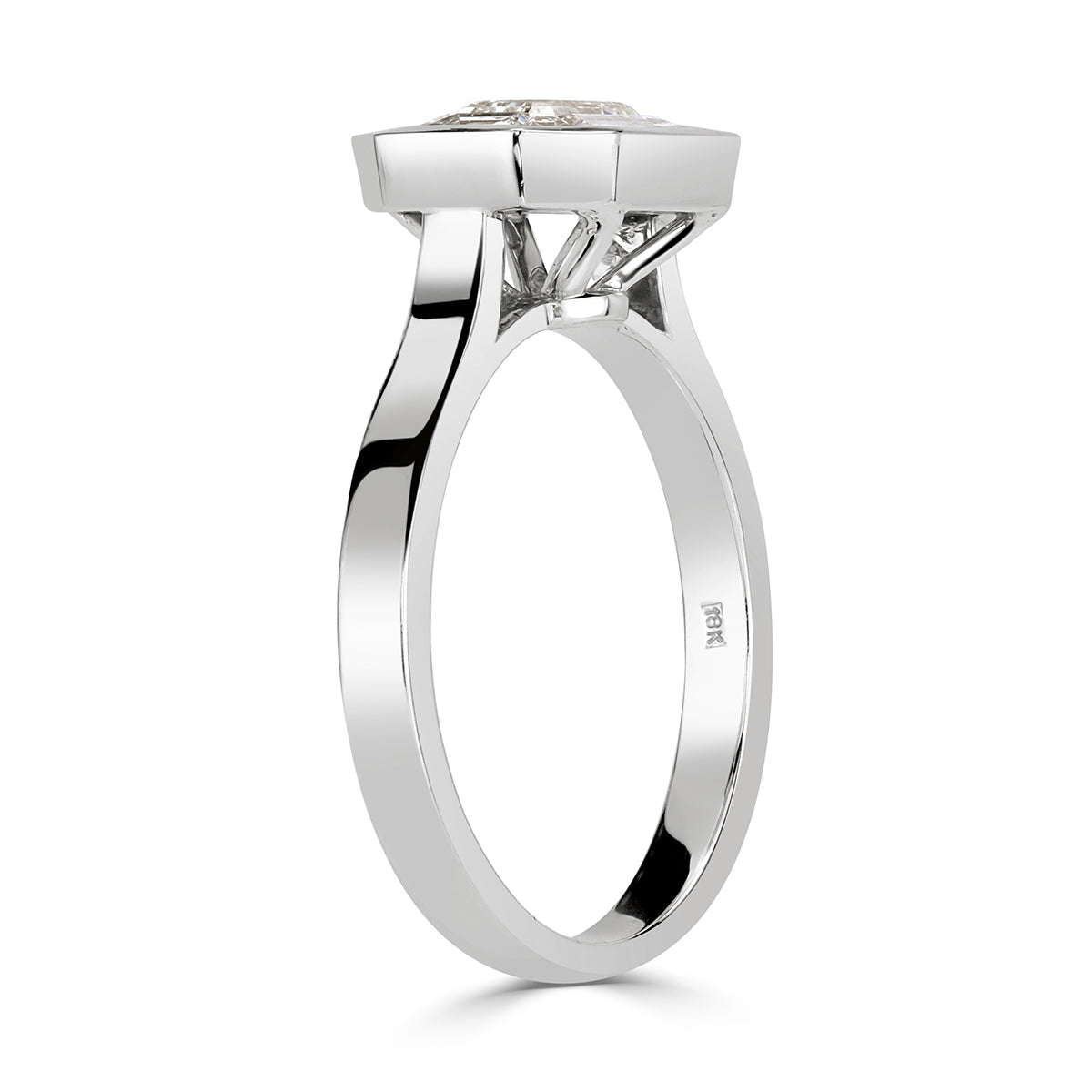 0.95ct Emerald and Trapezoid Cut Mosaic Diamond Ring in 14k White Gold