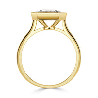 0.95ct Emerald and Trapezoid Cut Mosaic Diamond Ring in 14k Yellow Gold