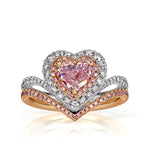 1.83ct Fancy Brownish Pink Heart Shaped Diamond Engagement Ring