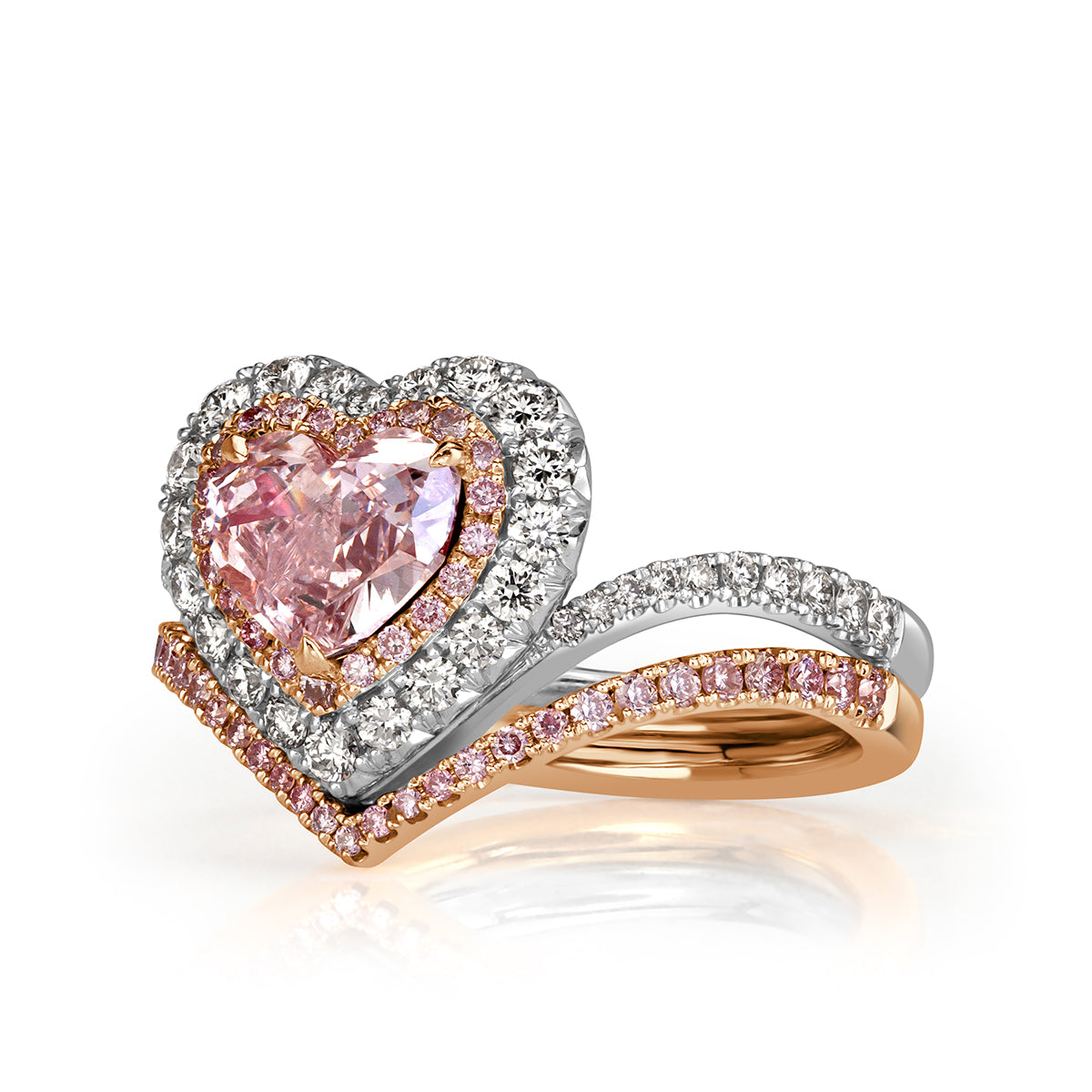 1.83ct Fancy Brownish Pink Heart Shaped Diamond Engagement Ring