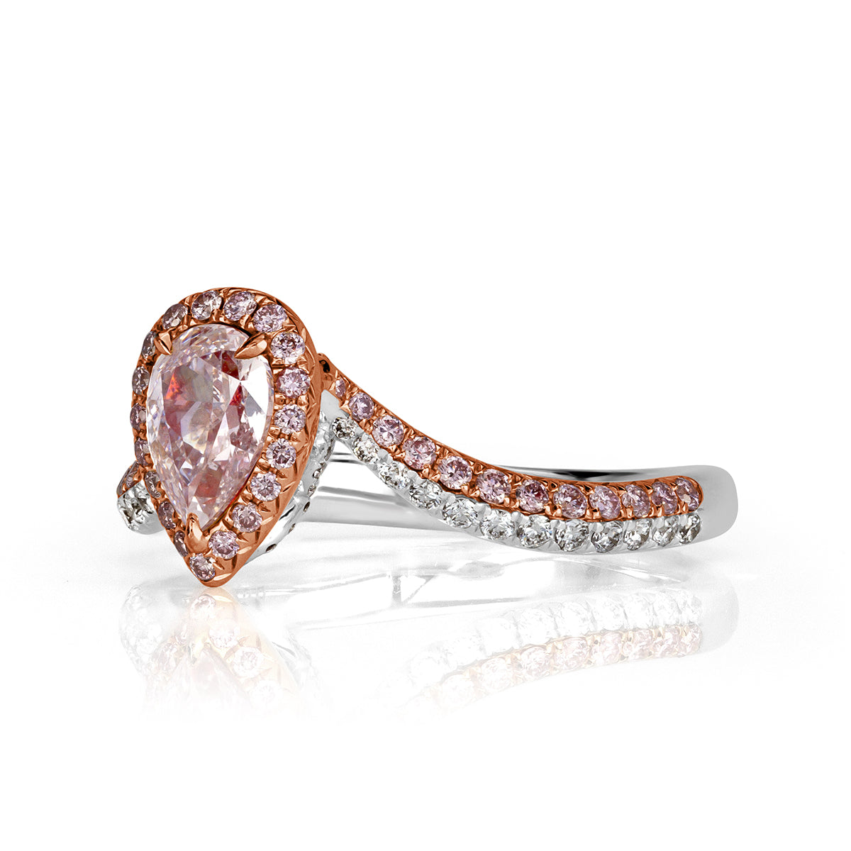 1.09ct Fancy Light Purplish Pink Pear Shaped Diamond Engagement Ring