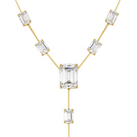 34.58ct Emerald Cut Diamond Drop Necklace in 18k Yellow Gold