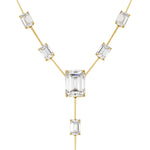 34.58ct Emerald Cut Diamond Drop Necklace in 18k Yellow Gold
