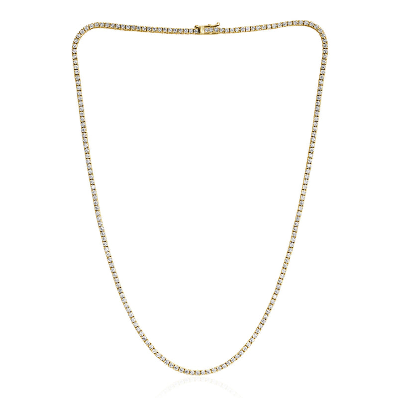 5.00ct Round Brilliant Cut Diamond Tennis Necklace in 18k Yellow Gold in 16.5'
