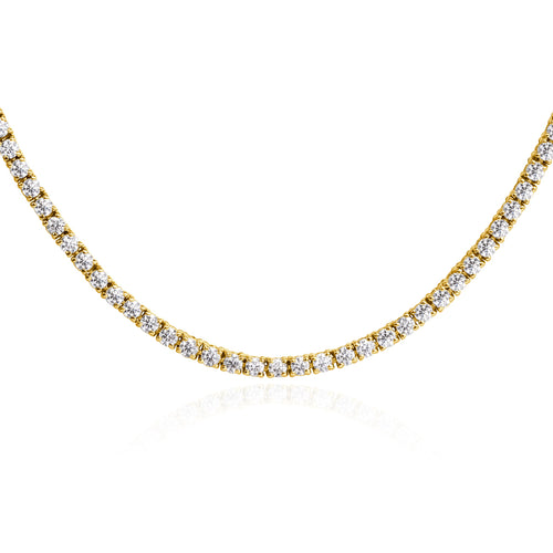 5.00ct Round Brilliant Cut Diamond Tennis Necklace in 18k Yellow Gold in 16.5'