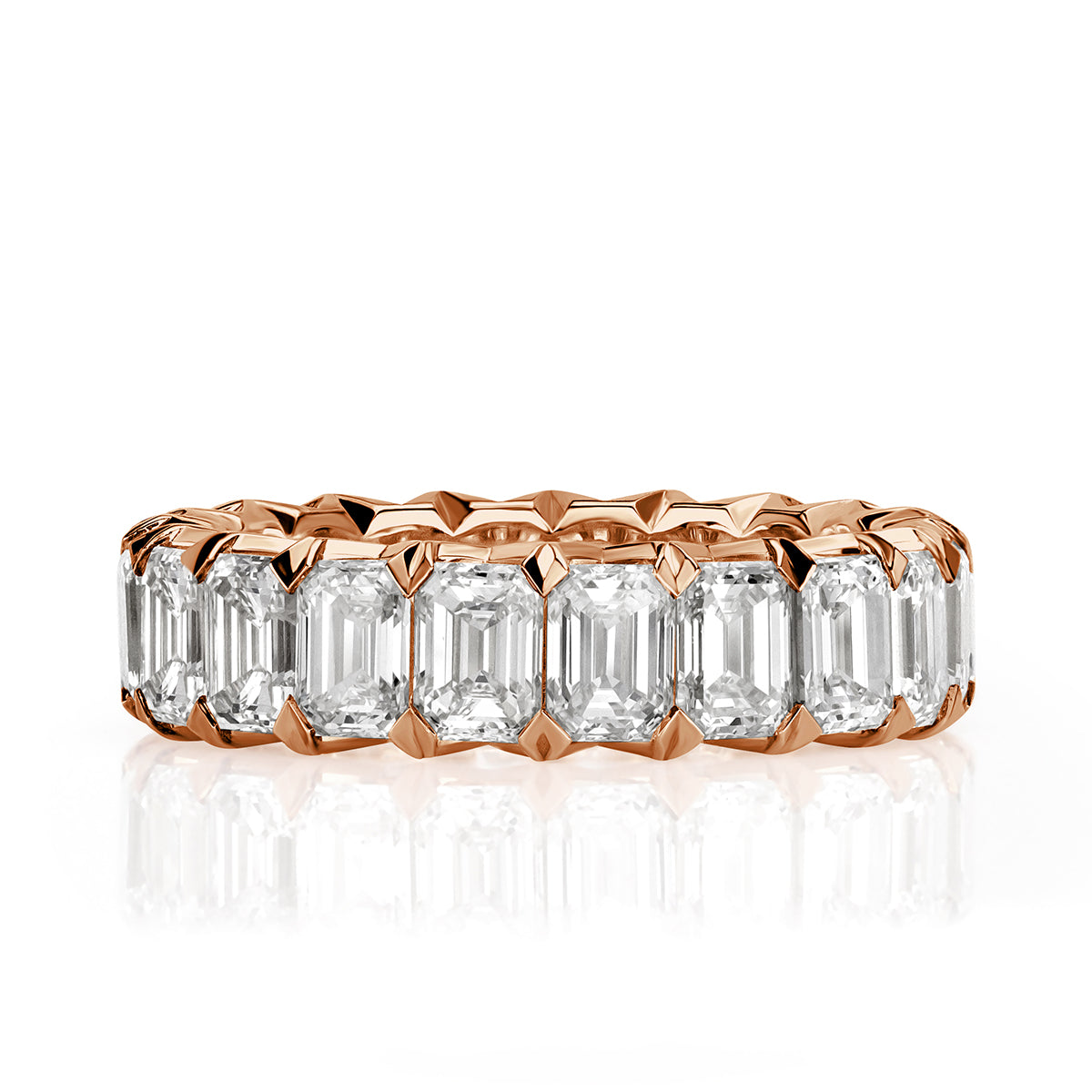 6.11ct Emerald Cut Diamond Eternity Band in 18k Rose Gold
