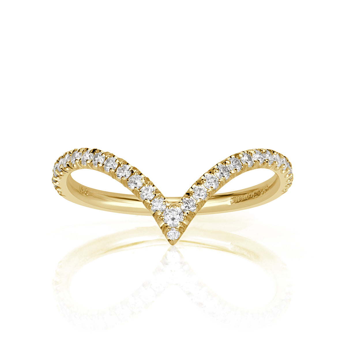 0.30ct Round Brilliant Cut Diamond V Band in 18k Yellow Gold