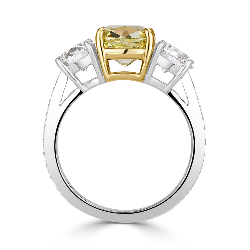 3.43ct Old Mine Cut Fancy Yellow Diamond Engagement Ring By Tiffany & Co.