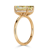 3.71ct Fancy Light Yellow Radiant Cut Diamond Engagement Ring