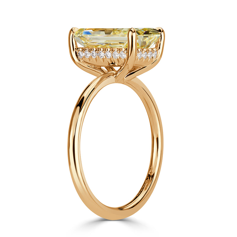3.71ct Fancy Light Yellow Radiant Cut Diamond Engagement Ring
