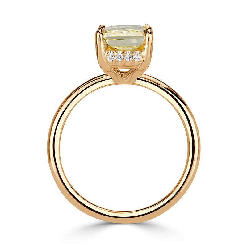 3.71ct Fancy Light Yellow Radiant Cut Diamond Engagement Ring