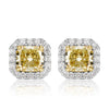 2.70ct Fancy Yellow Radiant Cut Diamond Halo Earrings