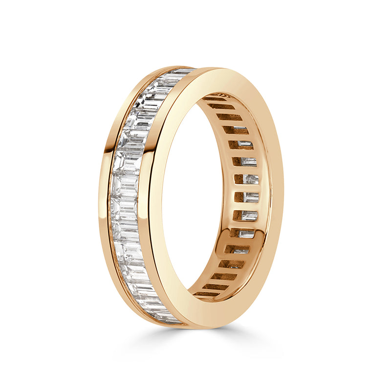 2.42ct Baguette Cut Diamond Eternity Band in 18k Champagne Yellow Gold