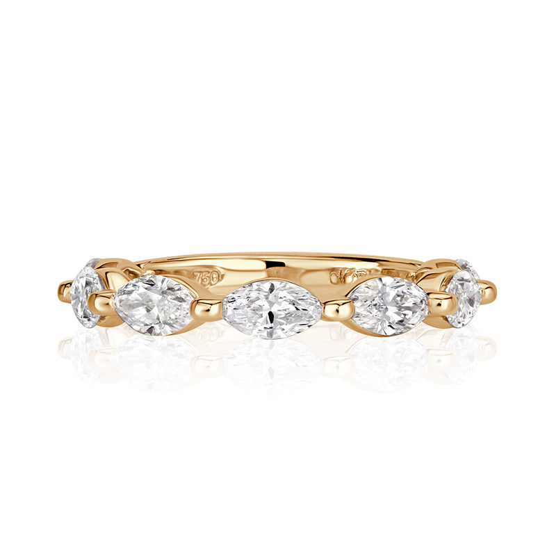 1.16ct Marquise Cut Diamond Band in 18k Champagne Yellow Gold