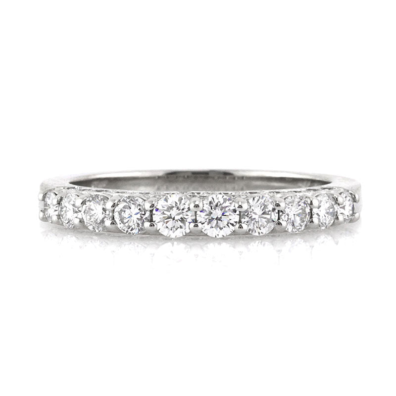 0.80ct Round Brilliant Cut Diamond Wedding Band Three-Sided in 18k White Gold