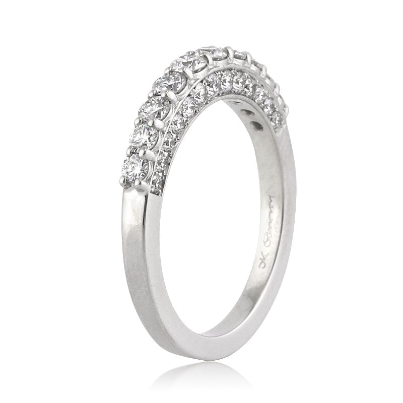 0.80ct Round Brilliant Cut Diamond Wedding Band Three-Sided in 18k White Gold