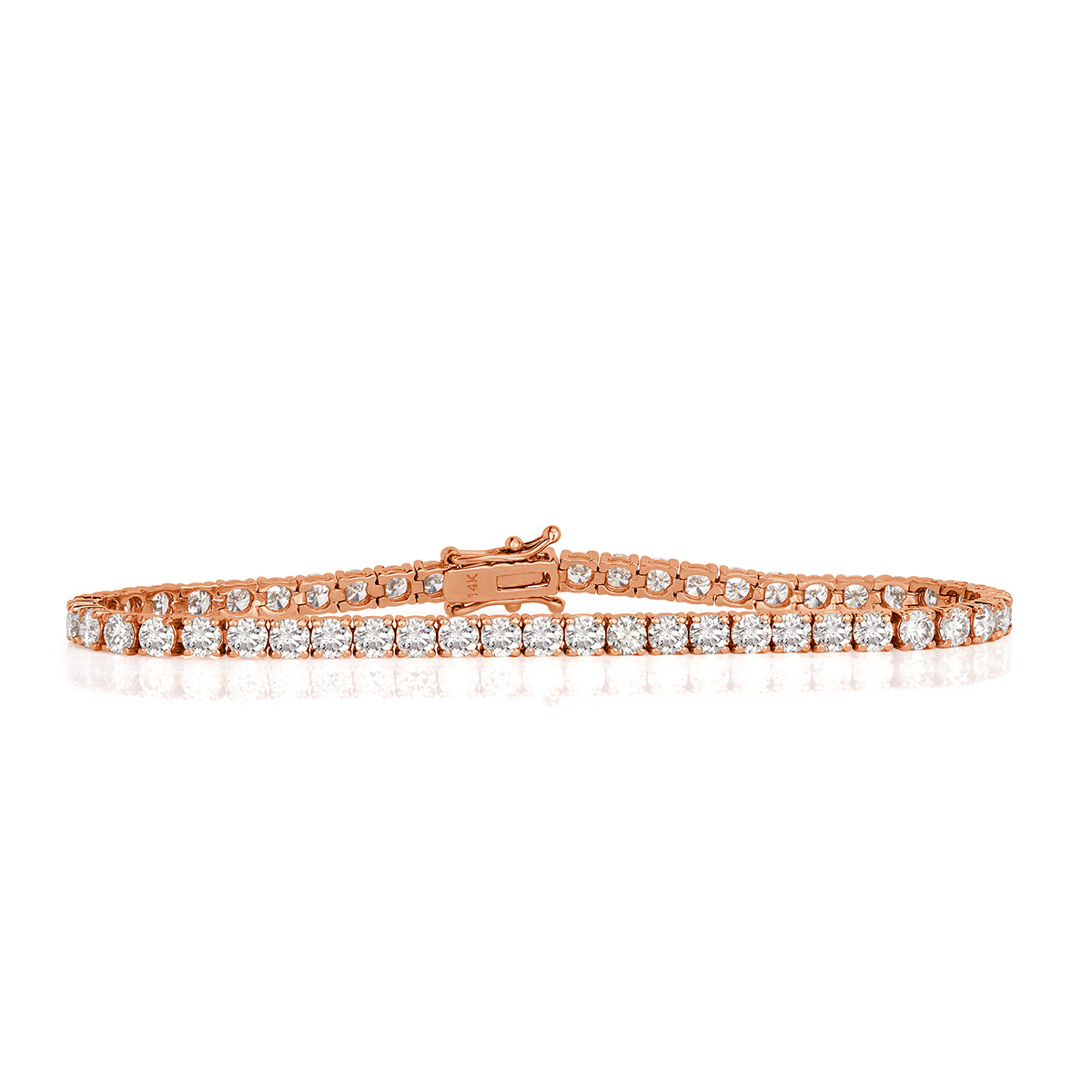 6.88ct Round Brilliant Cut Diamond Tennis Bracelet in 14k Rose Gold in 7'