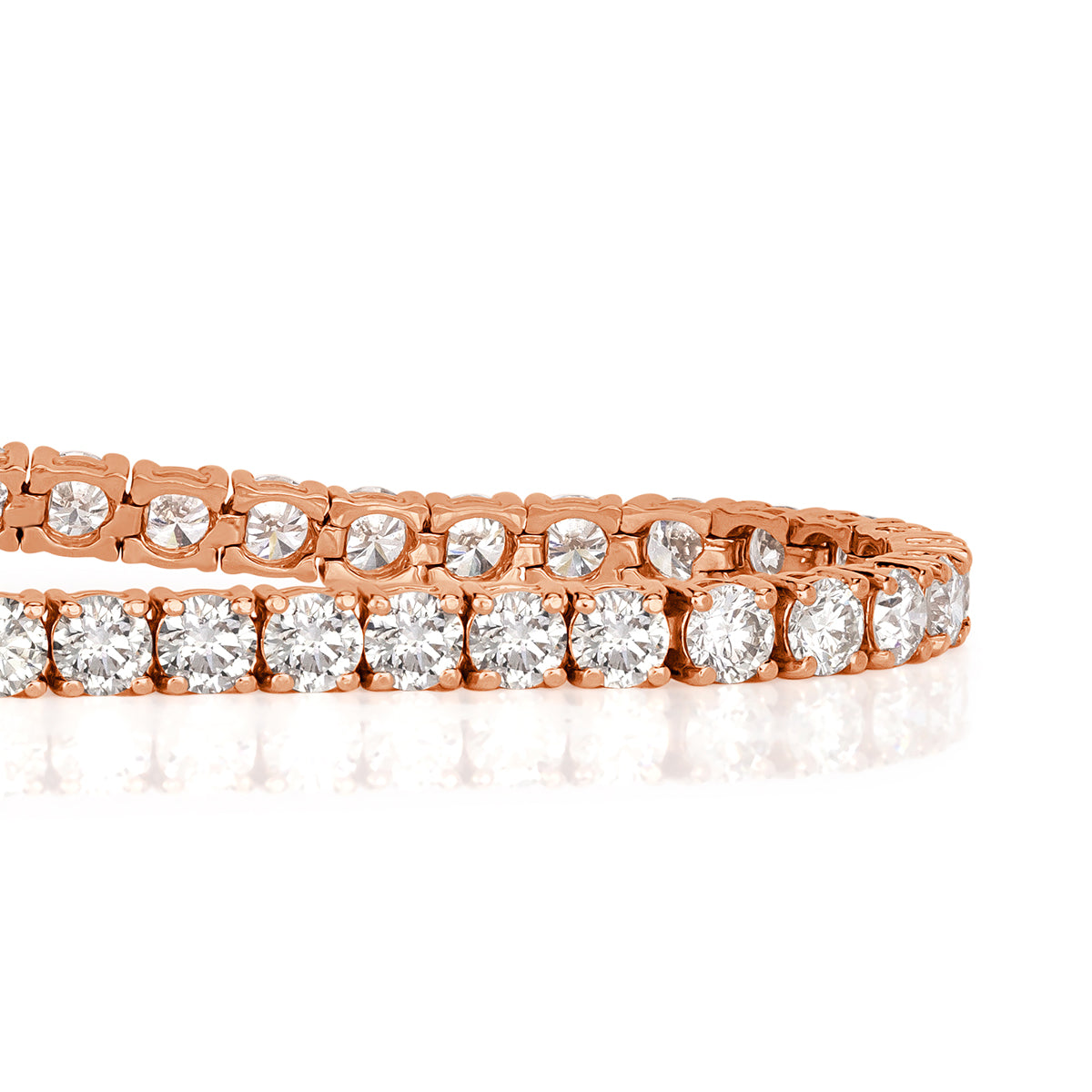 6.88ct Round Brilliant Cut Diamond Tennis Bracelet in 14k Rose Gold