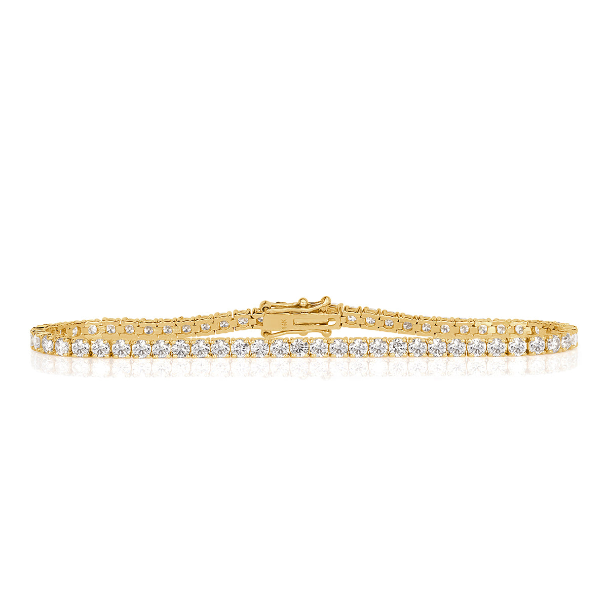 4.90ct Round Brilliant Cut Diamond Tennis Bracelet in 14k Yellow Gold in 7'