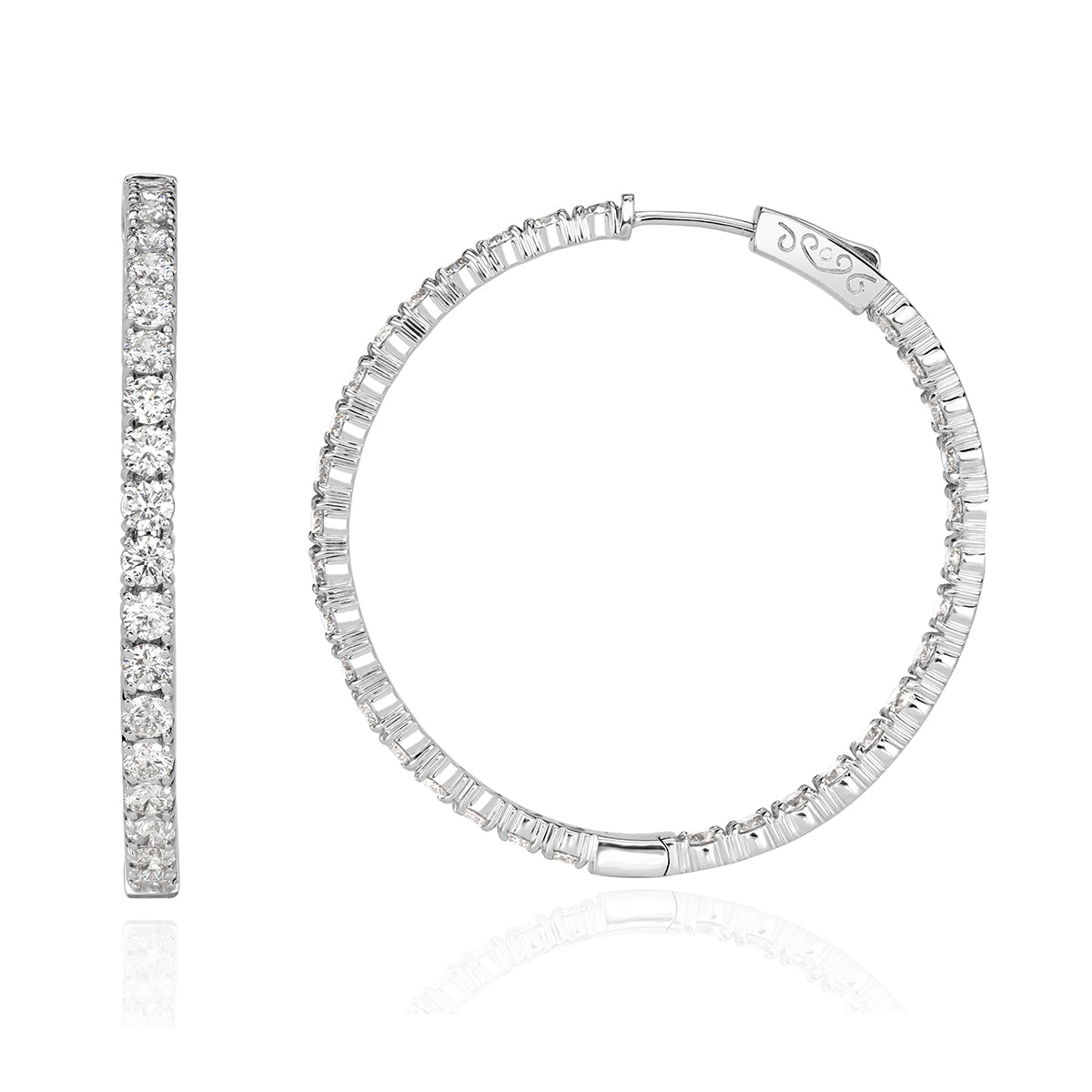 6.85ct Round Brilliant Cut Diamond Hoop Earrings 1.75”