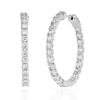 4.00ct Round Brilliant Cut Diamond Hoop Earrings 1.25”