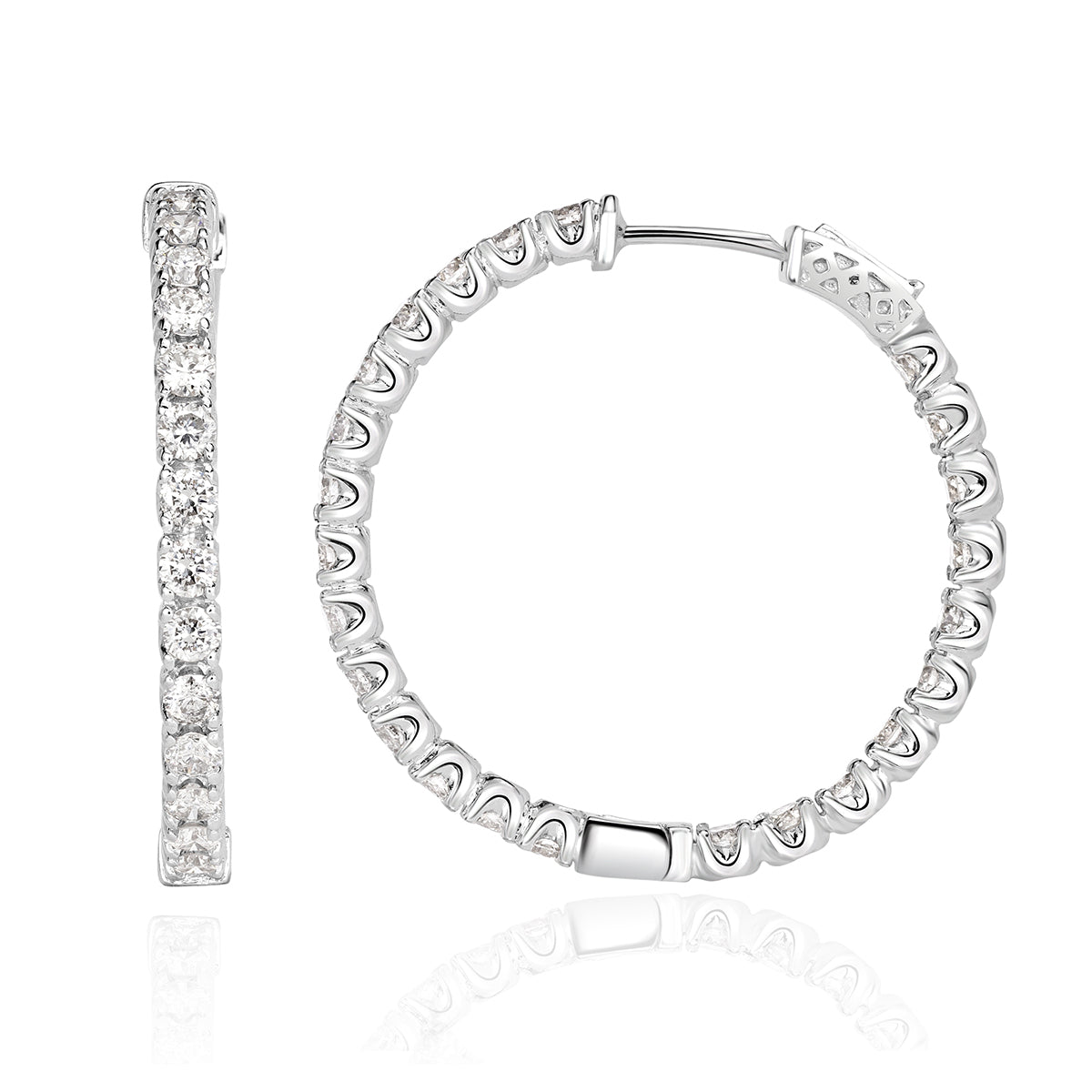 4.00ct Round Brilliant Cut Diamond Hoop Earrings