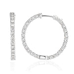 4.00ct Round Brilliant Cut Diamond Hoop Earrings 1.25”
