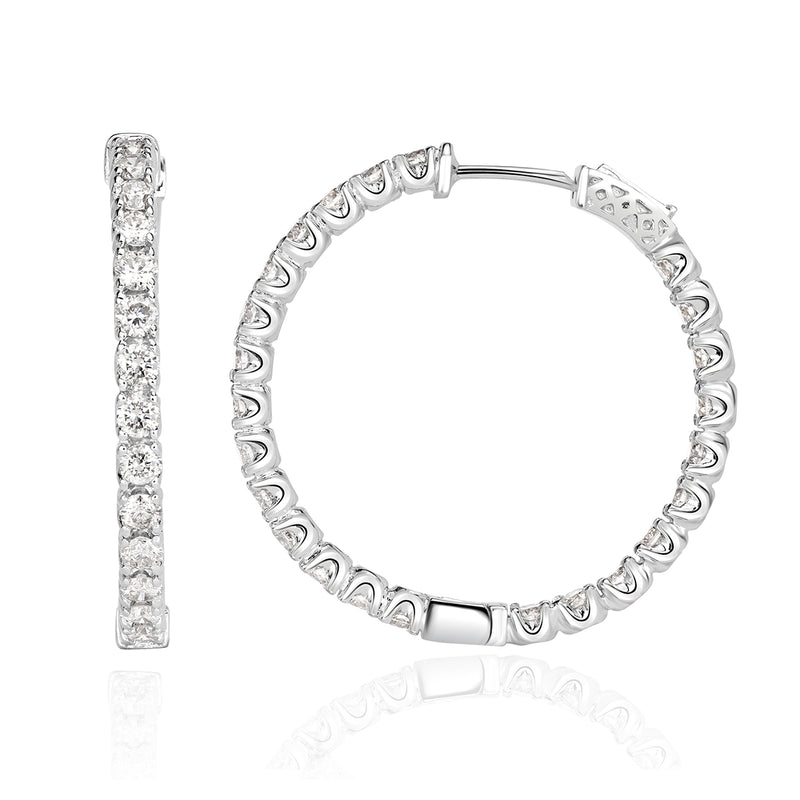 4.00ct Round Brilliant Cut Diamond Hoop Earrings 1.25”