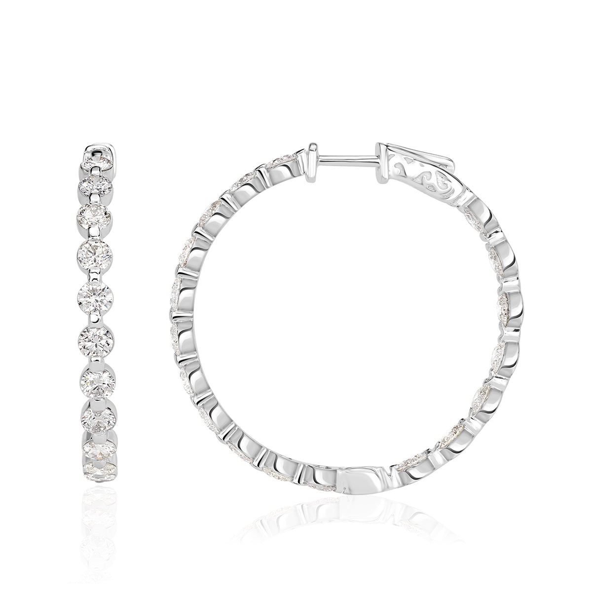 5.65ct Round Brilliant Cut Diamond Hoop Earrings 1.50”