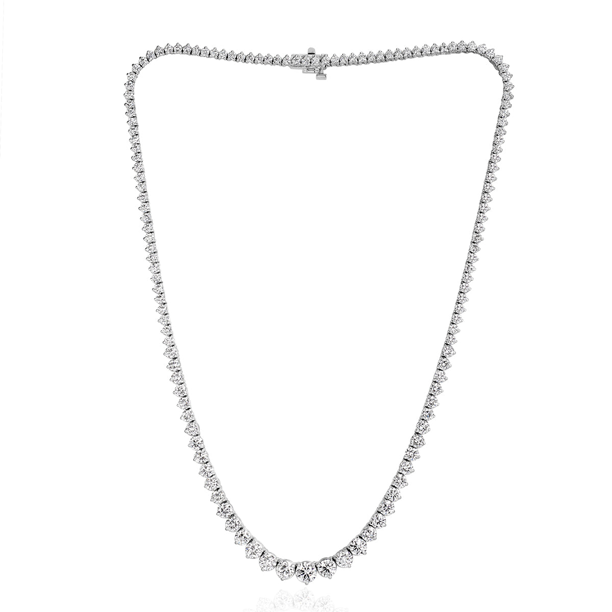 14.66ct Round Brilliant Cut Diamond Tennis Necklace in 14k White Gold in 16.50'