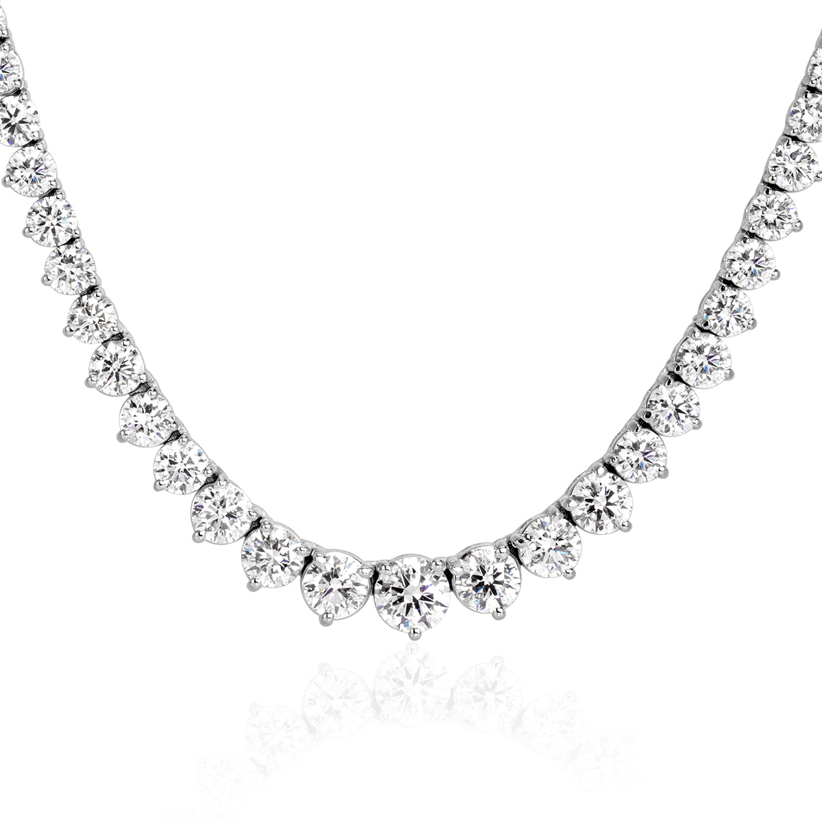 14.66ct Round Brilliant Cut Diamond Tennis Necklace in 14k White Gold in 16.50'
