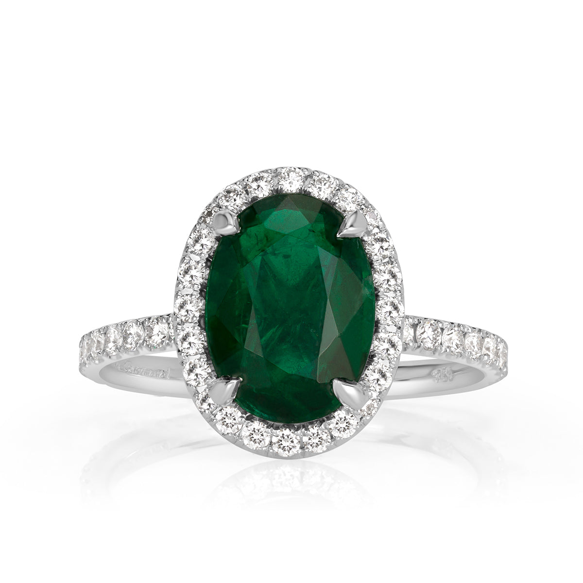 2.84ct Oval Cut Emerald Engagement Ring