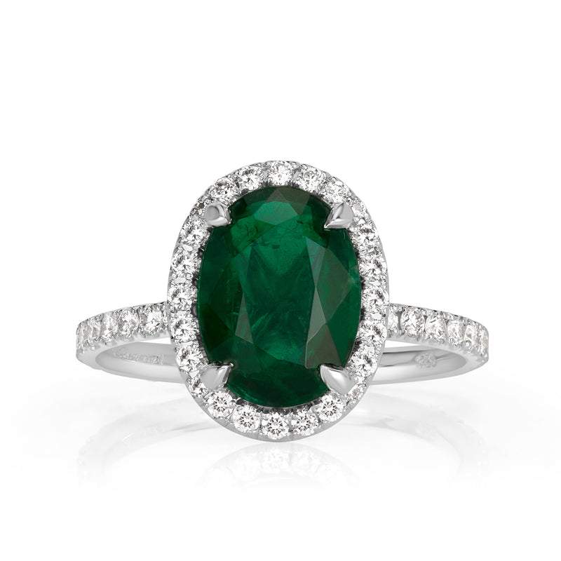 2.84ct Oval Cut Emerald Engagement Ring
