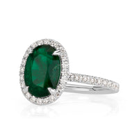2.84ct Oval Cut Emerald Engagement Ring