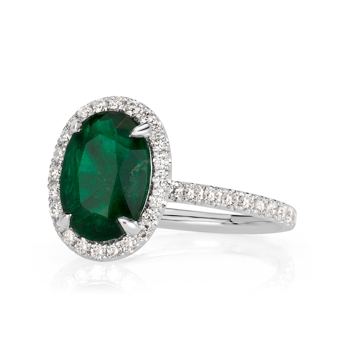 2.84ct Oval Cut Emerald Engagement Ring