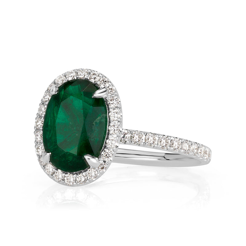 2.84ct Oval Cut Emerald Engagement Ring