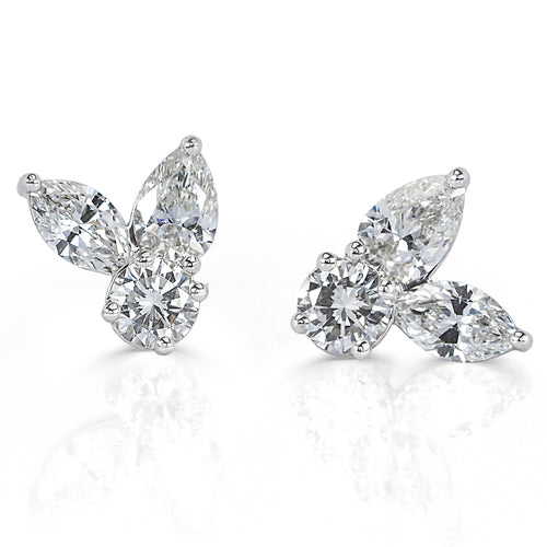 1.90ct Cluster Diamond Earrings in Platinum