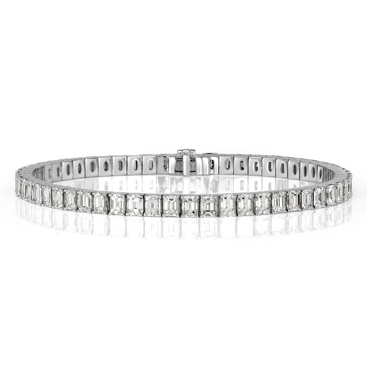 12.41ct Emerald Cut Diamond Tennis Bracelet in Platinum in 7'
