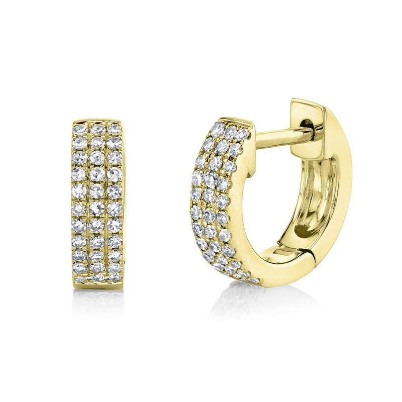 0.17ct Round Cut Diamond Huggie Earrings in 14k Yellow Gold