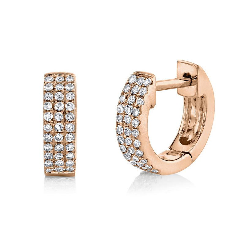 0.17ct Round Cut Diamond Huggie Earrings in 14k Rose Gold